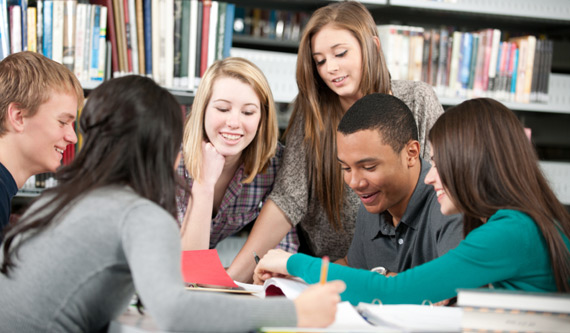 a group of student working