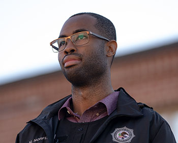 Psychologist observing the outdoor prison space