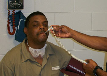 A person taking a flu test